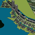 Waterfront Master Plan With High Rise Low Rise Buildings And Green Spaces