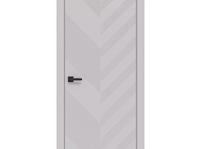 Gray Hinged Door With Herringbone Pattern And Black Door Handle Design 3d model