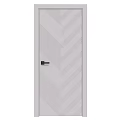 Gray Hinged Door With Herringbone Pattern And Black Door Handle Design