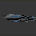 Futuristic Silver And Blue Streamlined Transport Vehicle With Smooth Surface And Rail Track
