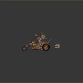 Custom Three Wheeled Vehicle With Orange Propeller And Decorative Parts In Sand