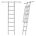 Two Sturdy Metal Staircases With Multiple Steps And Side Support Rails