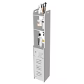Modern White Freestanding Bathroom Cabinet with Multiple Storage Shelves for Toiletries