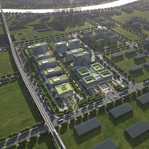 Hospital Aerial View 3d model