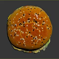 Delicious Juicy Hamburger With Egg Patty Fresh Lettuce And Sesame Seed Bun