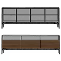 Modern Entryway And Side Cabinet With Glass Door Wooden Drawers And Metal Frame Design