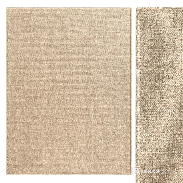 Light Brown Textured Square Rug with Linen Material for Modern Home Decor 3d model 