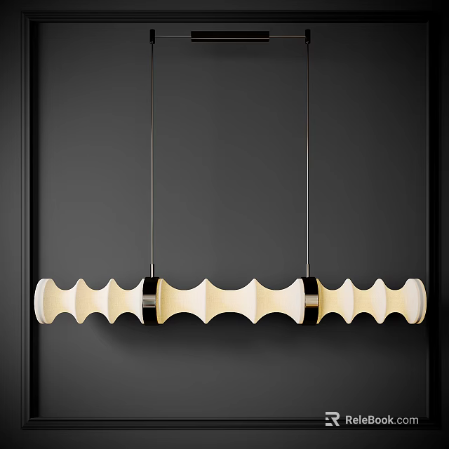 Modern White Pendant Light With Black Accents And Unique Wave Shaped Design For Stylish Decor 3d model 