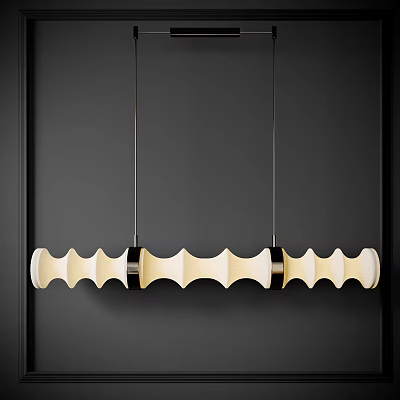 Modern White Pendant Light With Black Accents And Unique Wave Shaped Design For Stylish Decor 3d model