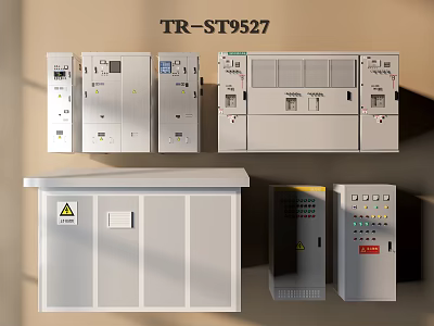 Industrial Equipment TR-ST9527 Control Cabinets And Electrical Distribution Boxes With Warning Signs 3d model