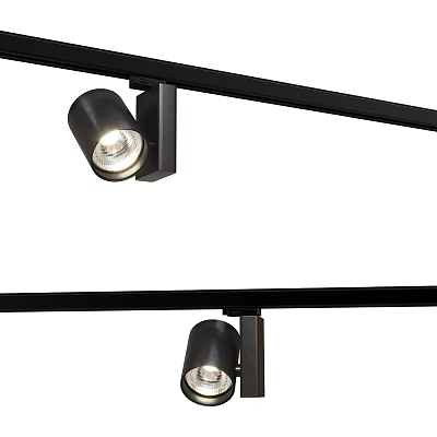 Modern Black Track Mounted Downlights And Spotlights For Home Lighting Design 3d model