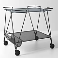 Commercial Mobile Cart with Black Metal Frame Transparent Top Shelf Mesh Lower Shelf for Business