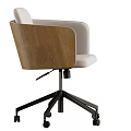 Modern Light Gray Office Chair With Wooden Armrests Black Five Star Base And Wheels