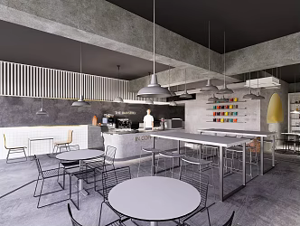 Modern minimalist coffee shop milk tea shop 3d model