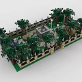 Lego Garden Scene With Trees Fence Gazebo Lamp Posts and Benches