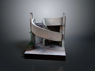 Architectural Model Featuring Spiral Staircase With Detailed Steps And Concrete Platform 3d model