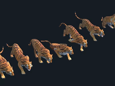 Reptiles Running Together in a Group Through Natural Habitat Area 3d model