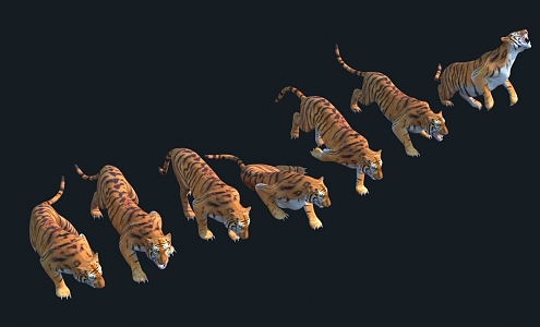 Tiger with animation 3d model