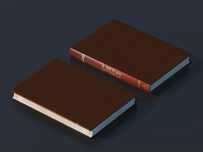 Two Brown Cover Books With Red Fashion Book Label On Dark Background 3d model