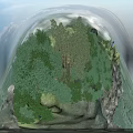Lush Garden Landscape Design With Dense Trees And Various Green Vegetation