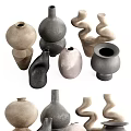Decorative Ceramic Vessels With Various Shapes And Neutral Colors For Home Decor