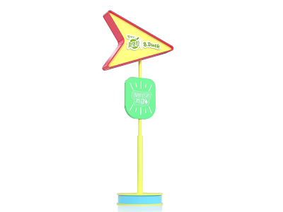 Colorful Directional Guide Sign With Arrow Design And Road Indicator 3d model