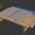 Wooden Platform With Metal Roofing Sheets And Metal Strips For Construction Use