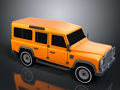 Orange Four Door Off Road Vehicle With Rugged Design Black Windows And Roof Rack 3d model
