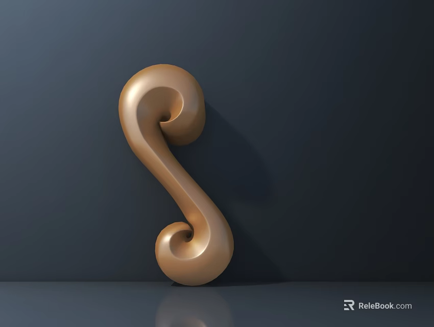 Golden S Shaped Metal Decorative Hardware Tool With Unique Design For Home Decoration 3d model 