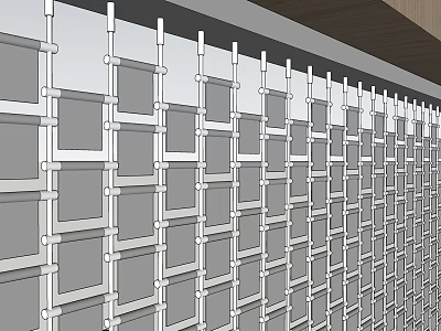 Modern Grid Design Background Wall With Gray White Frames For Interior Decor 3d model