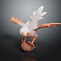 Cute Cartoon Bird With Orange White Wings Standing On Broken Eggshell 3d model