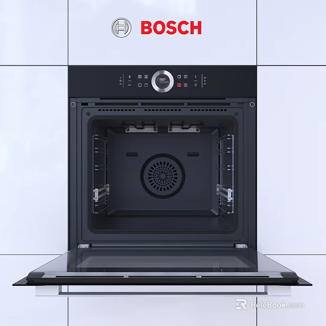 Modern Kitchen Oven Appliance With Black Interior And Control Panel Design Features 3d model 