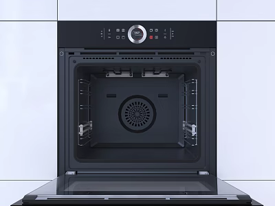 Modern Kitchen Oven Appliance With Black Interior And Control Panel Design Features 3d model