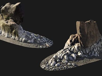 Stone and Wood Natural Texture Decorative Elements Combined Natural Forms for Landscape Design 3d model