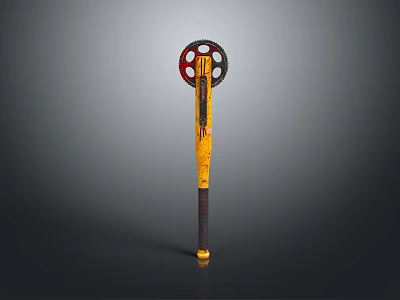 Yellow Hand Tool With Red Gear Wheel And Black Yellow Handle Design 3d model