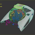 White Spacecraft Cockpit With Transparent Dome And Internal Control Panel Instruments 3d model