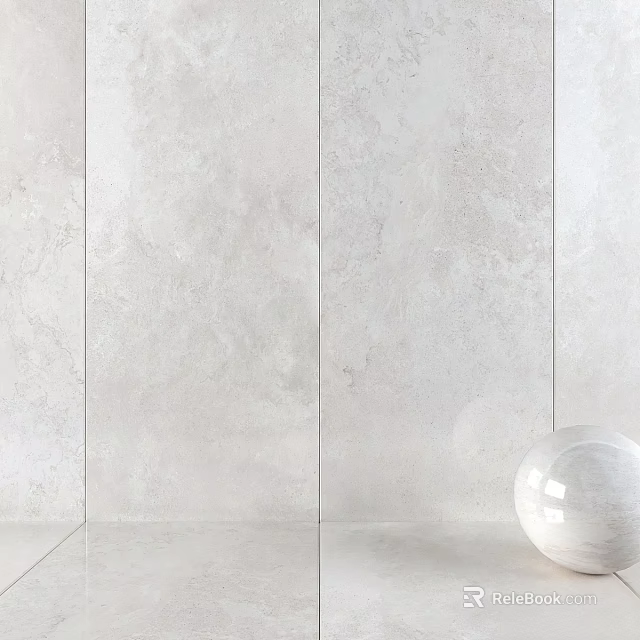 Light Colored Textured Wall Tiles With Modern Smooth Sphere Decor Element 3d model 