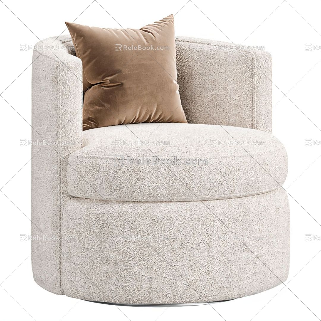 Cream wind single sofa pillow 3d model