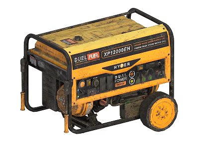 Industrial Dual Fuel Generator Yellow Black Portable Heavy Duty Power Equipment 3d model