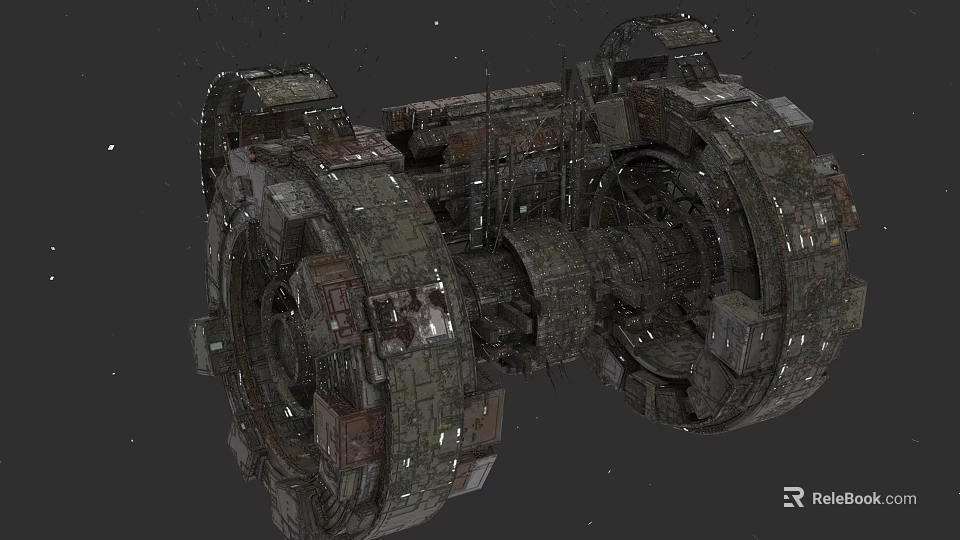 Futuristic Sci Fi Weapon Featuring Large Circular Mechanical Structure With Metallic Texture And Complex Details 3d model 