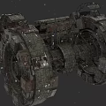 Futuristic Sci Fi Weapon Featuring Large Circular Mechanical Structure With Metallic Texture And Complex Details