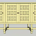 Traditional Wooden Entryway Console Cabinet With Carved Door Panels And Legs Design