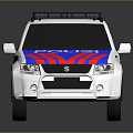 White Police SUV Vehicle With Blue Red Stripes And Badge Design