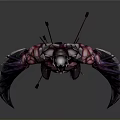 Mythical Fantasy Warrior Character With Red Armored Body And Purple Spiked Wings