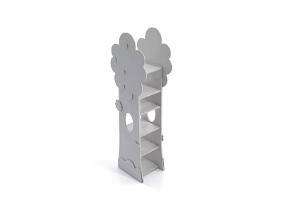 Modern Tree Shaped Bookshelf With Cloud Decorations Leaf Design And Multiple Shelves 3d model