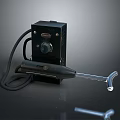Black Electric Tactical Weapon With Control Unit Cable Knob And Metal Rod Head