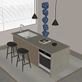 Modern Bar Chair Combination Bar Counter 3d model