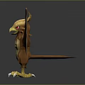 3D Rendered Golden Mythical Bird Character With Spread Wings And Claws