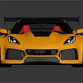 Yellow Sports Car with Black Rear Spoiler Red Interior Black Roof Stripe and Alloy Wheels