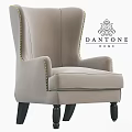 Light Gray Wingback Accent Chair with Brass Nailhead Trim Black Wooden Legs by Dantone Home